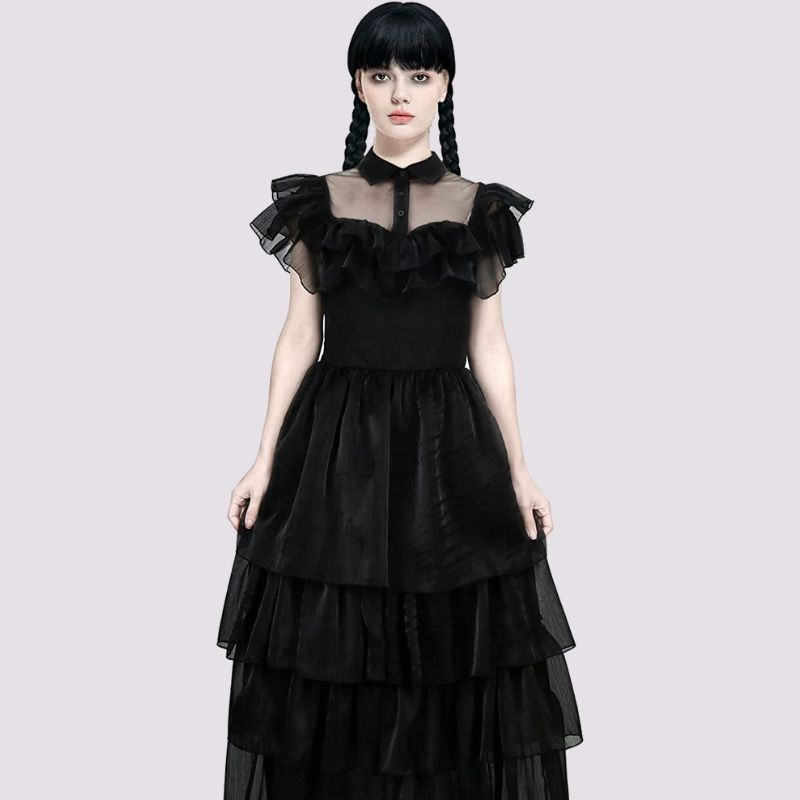 Wednesday Addams Dress Netflix wednesday addams outfit cosplay black dress prom dress