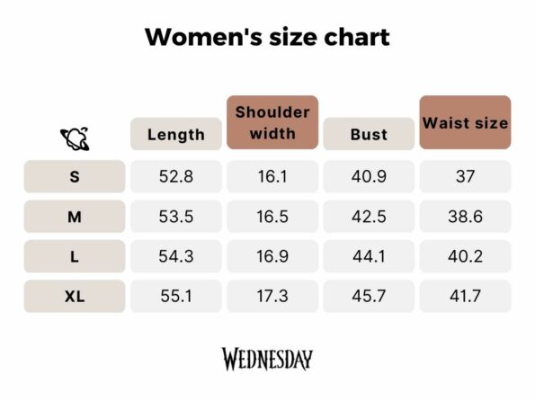 Size chart womans dress